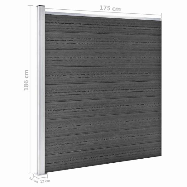 Zaunelement Set WPC 1311x(105-186) cm Schwarz  