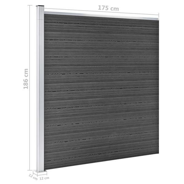 Zaunelement Set WPC 1484x(105-186) cm Schwarz  