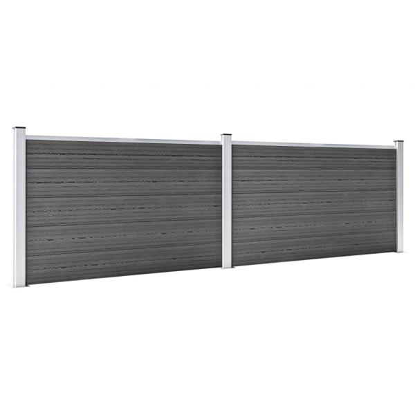 Zaunelement Set WPC 353x105 cm Schwarz 