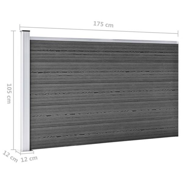 Zaunelement Set WPC 353x105 cm Schwarz 