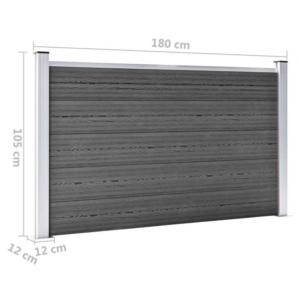 Zaunelement Set WPC 353x105 cm Schwarz 