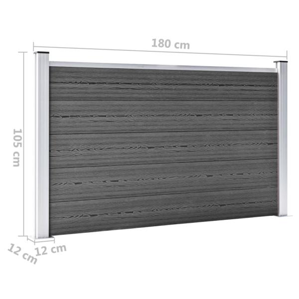Zaunelement Set WPC 353x105 cm Schwarz 