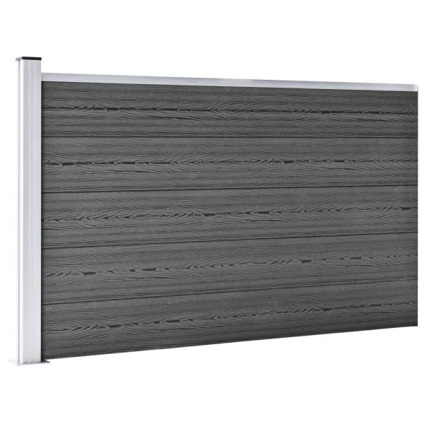 Zaunelement Set WPC 353x105 cm Schwarz 