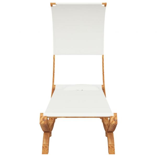 Sonnenliege mit Dach 100x200x126 cm Bugholz Massiv Creme