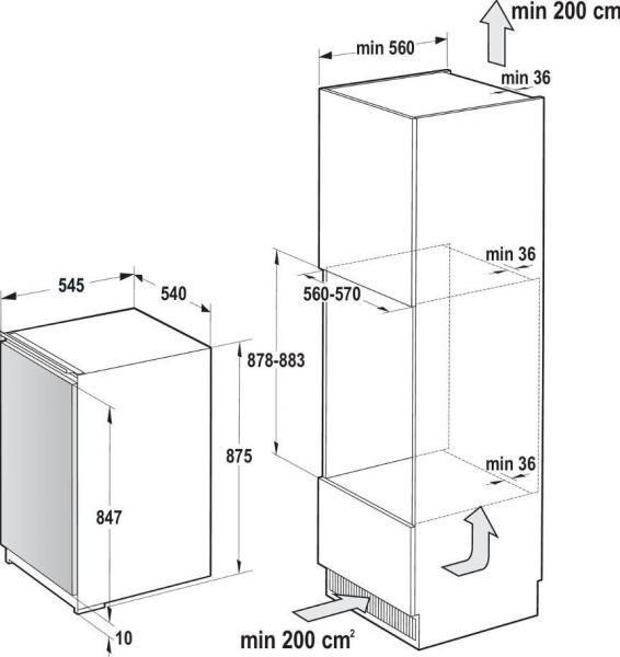 Gorenje FI 2092 E1 Einbau Gefrierschrank, Nischenhöhe: 88 cm, 95 L, Festtürtechnik, FastFreeze, LED Display