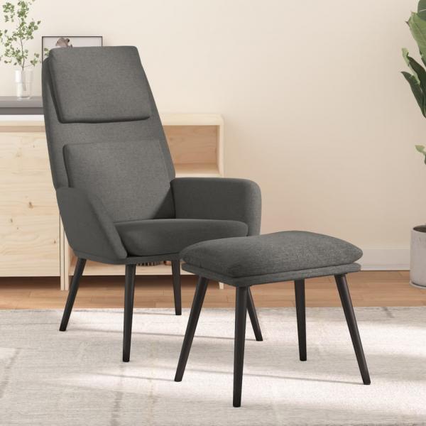 ARDEBO.de - Relaxsessel mit Hocker Hellgrau Stoff