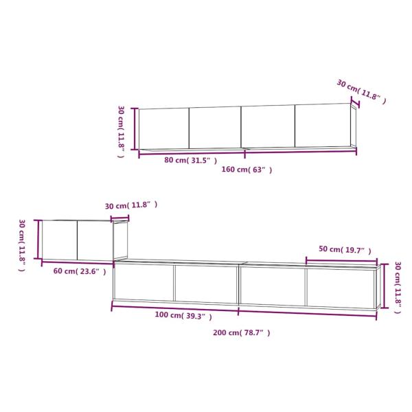 5-tlg. TV-Schrank-Set Räuchereiche Holzwerkstoff