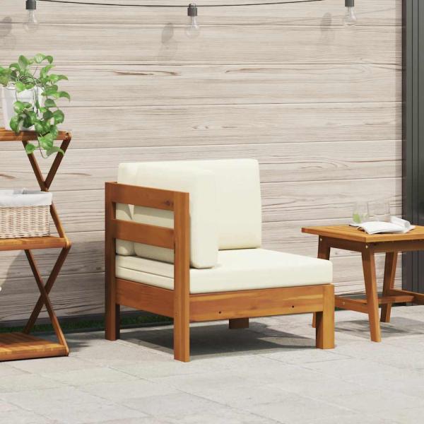 ARDEBO.de - Ecksofa mit Cremeweißen Kissen Massivholz Akazie