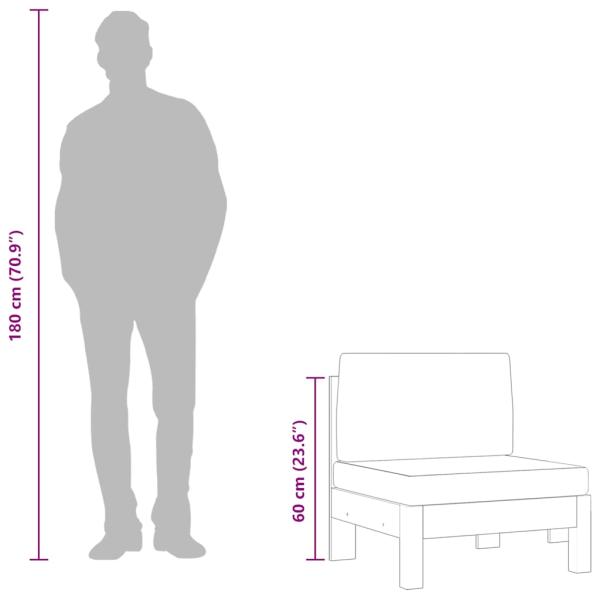 Mittelsofa mit Cremeweißen Kissen Massivholz Akazie