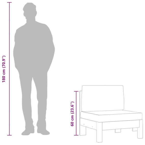 Mittelsofa mit Dunkelgrauen Kissen Massivholz Akazie