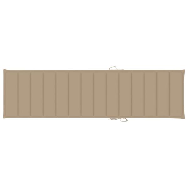 Sonnenliege mit Auflage Beige Massivholz Teak