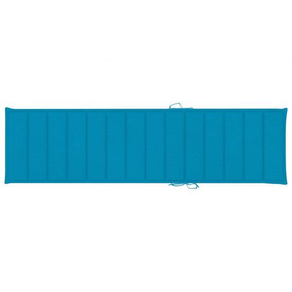 Sonnenliege mit Auflage Blau Massivholz Teak