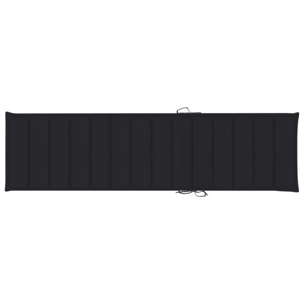 Sonnenliege mit Auflage Schwarz Massivholz Teak