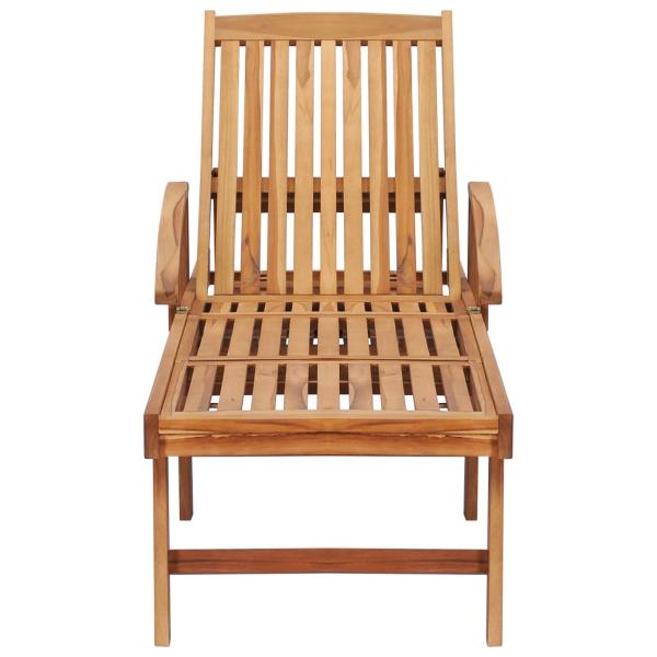 Sonnenliege mit Tisch und Auflage Massivholz Teak