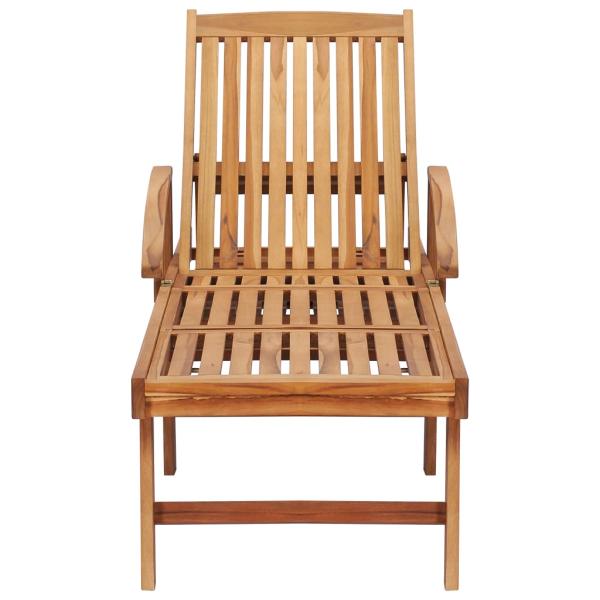 Sonnenliege mit Tisch und Auflage Massivholz Teak