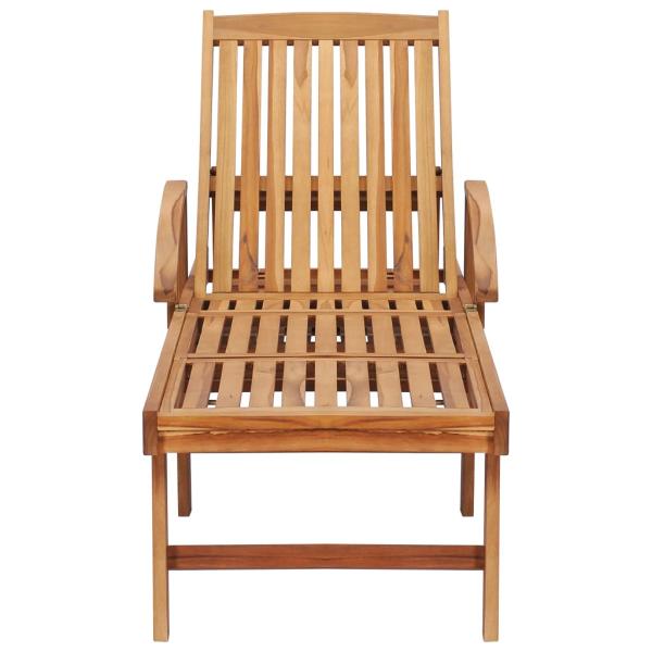 Sonnenliege mit Tisch und Auflage Massivholz Teak