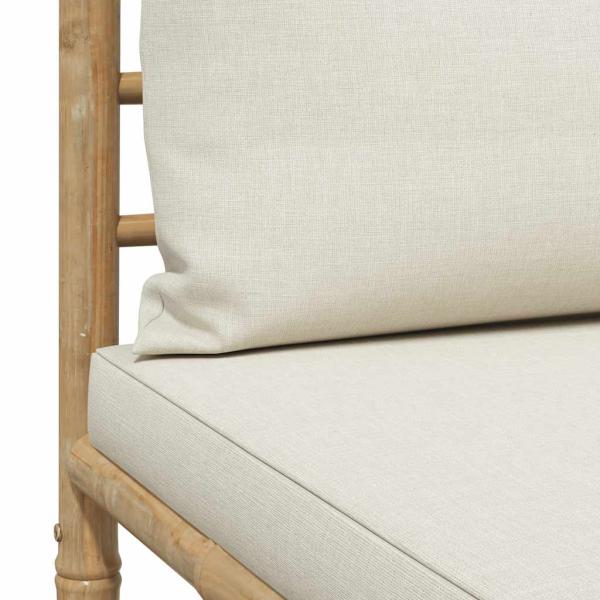2-tlg. Garten-Lounge-Set mit Kissen Cremeweiß Bambus
