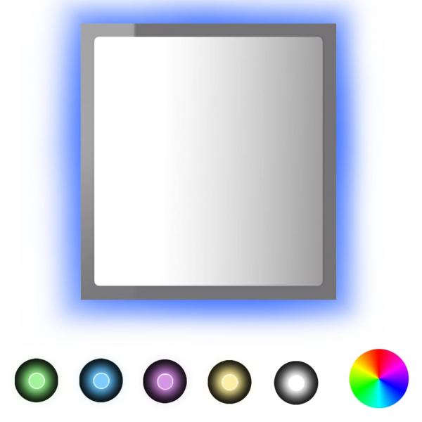 ARDEBO.de - LED-Badspiegel Hochglanz-Grau 40x8,5x37 cm Acryl