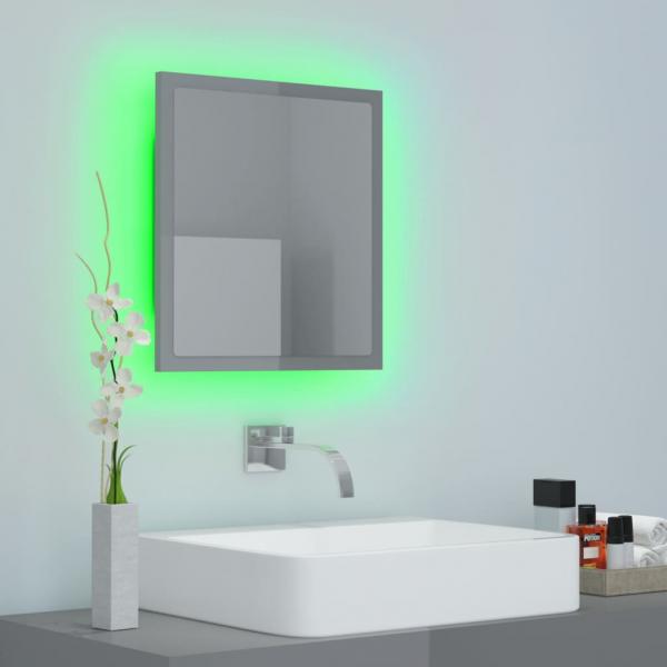 LED-Badspiegel Hochglanz-Grau 40x8,5x37 cm Acryl