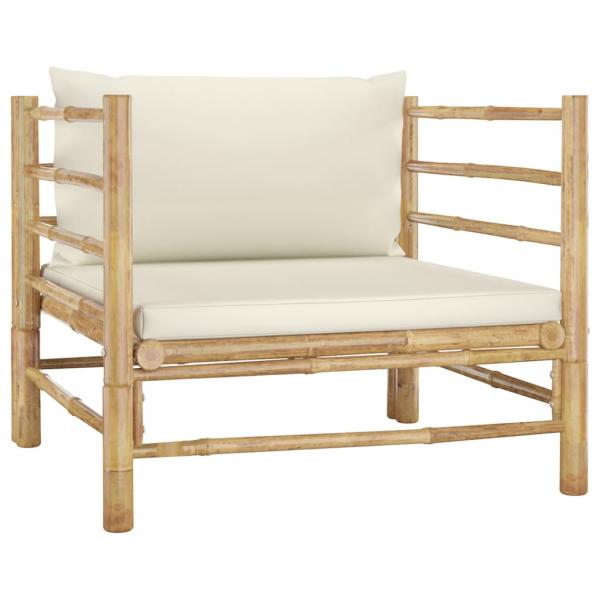 ARDEBO.de - Gartensofa mit Kissen Cremeweiß Bambus