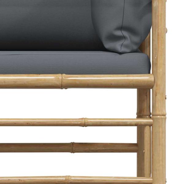 Garten-Ecksofa mit Dunkelgrauen Kissen Bambus 