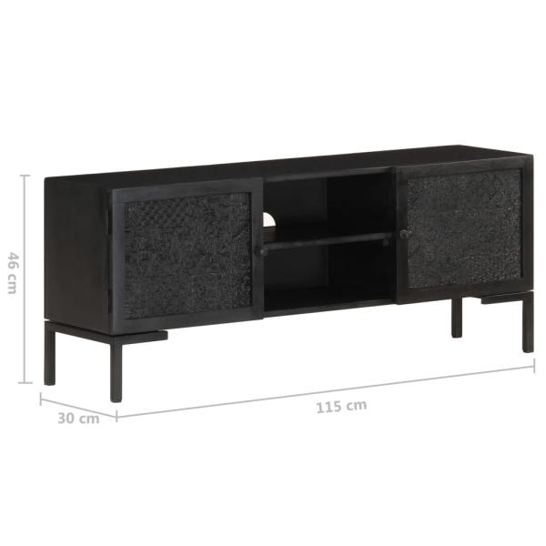 ARDEBO.de - TV-Schrank Schwarz 115x30x46 cm Massivholz Mango