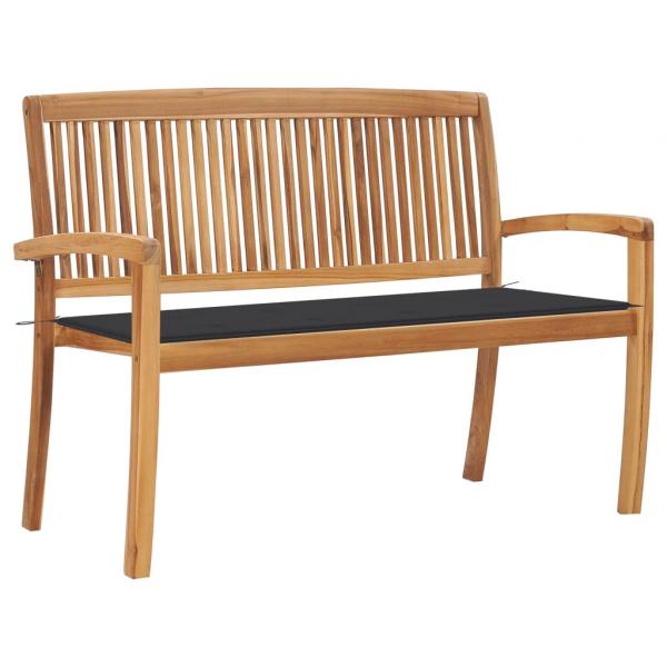 ARDEBO.de - Stapelbare Gartenbank mit Auflage 128,5 cm Massivholz Teak