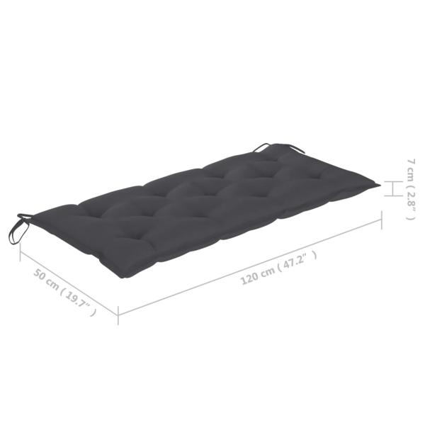Stapelbare Gartenbank mit Auflage 128,5 cm Massivholz Teak