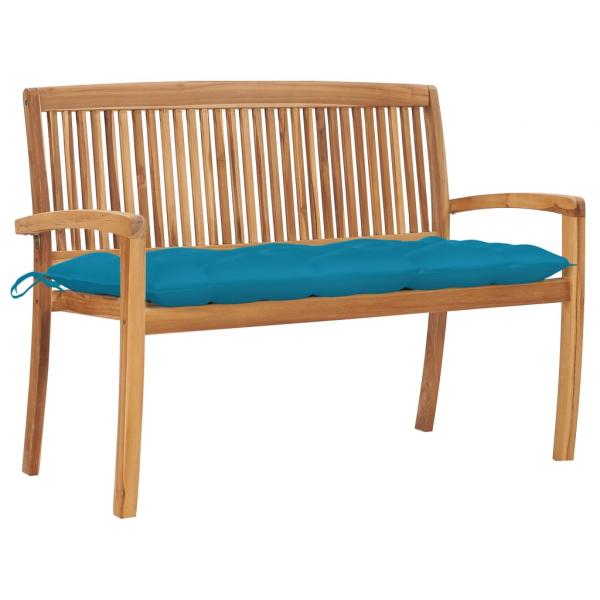 ARDEBO.de - Stapelbare Gartenbank mit Auflage 128,5 cm Massivholz Teak