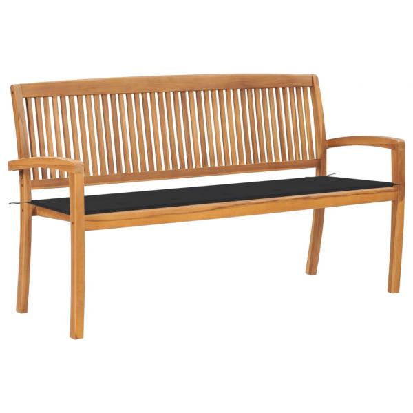 ARDEBO.de - Stapelbare Gartenbank mit Auflage 159 cm Massivholz Teak