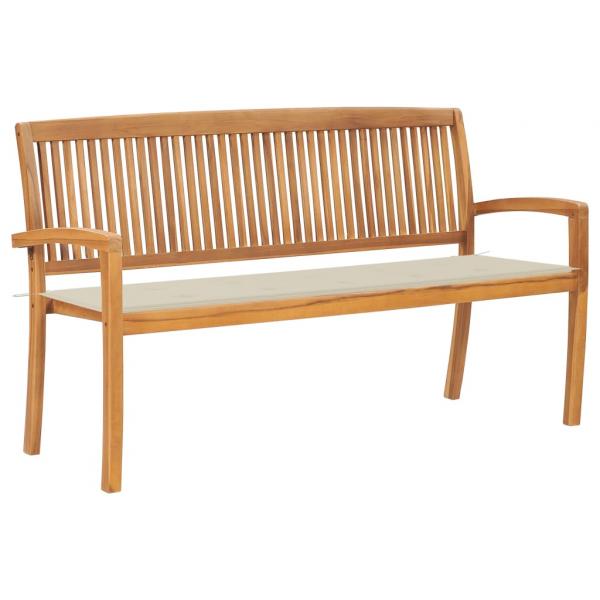 ARDEBO.de - Stapelbare Gartenbank mit Auflage 159 cm Massivholz Teak