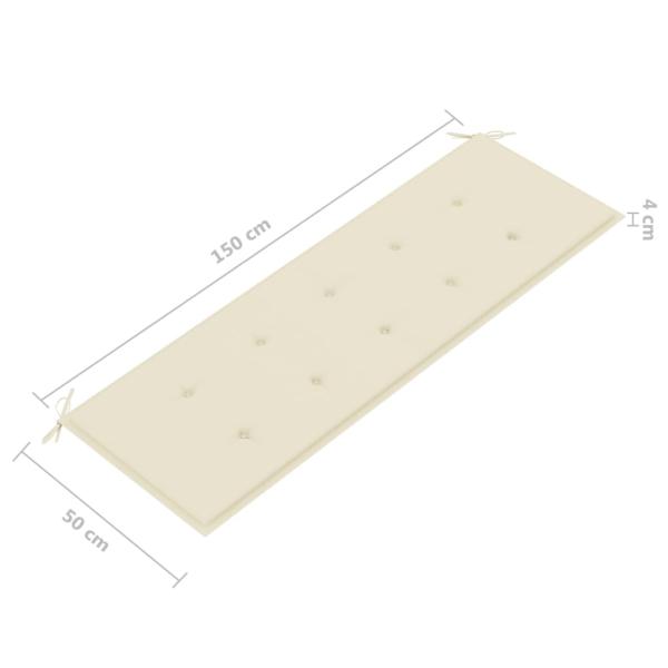 Stapelbare Gartenbank mit Auflage 159 cm Massivholz Teak