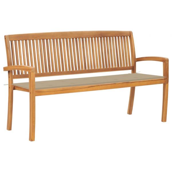 ARDEBO.de - Stapelbare Gartenbank mit Auflage 159 cm Massivholz Teak