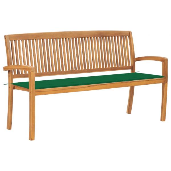 ARDEBO.de - Stapelbare Gartenbank mit Auflage 159 cm Massivholz Teak