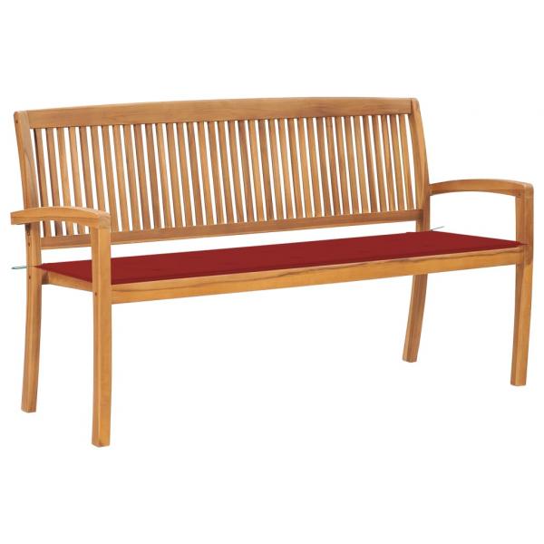 ARDEBO.de - Stapelbare Gartenbank mit Auflage 159 cm Massivholz Teak