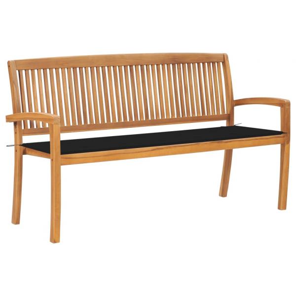 ARDEBO.de - Stapelbare Gartenbank mit Auflage 159 cm Massivholz Teak