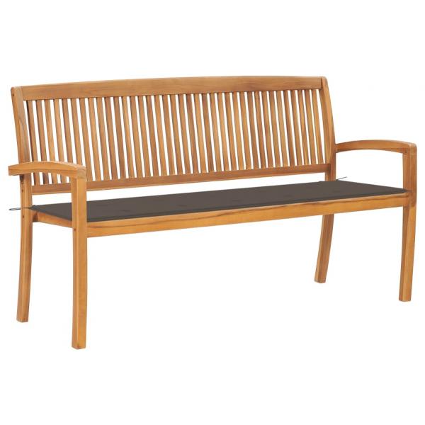 ARDEBO.de - Stapelbare Gartenbank mit Auflage 159 cm Massivholz Teak