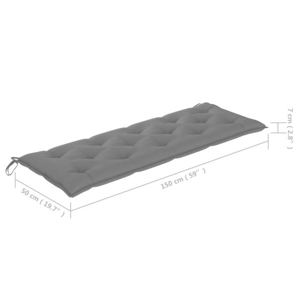 Stapelbare Gartenbank mit Auflage 159 cm Massivholz Teak
