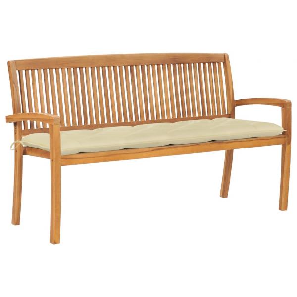 ARDEBO.de - Stapelbare Gartenbank mit Auflage 159 cm Massivholz Teak