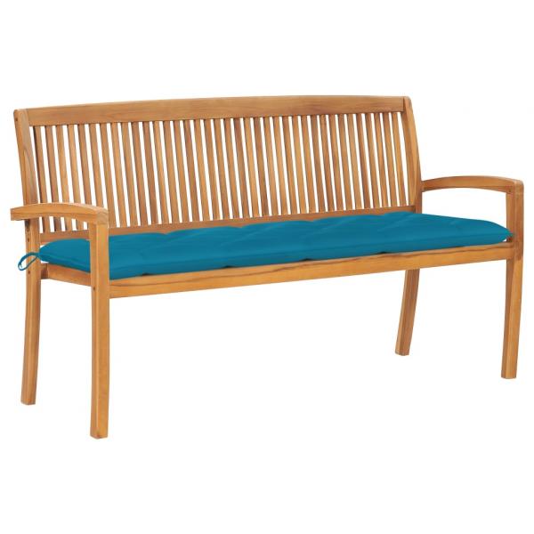 ARDEBO.de - Stapelbare Gartenbank mit Auflage 159 cm Massivholz Teak
