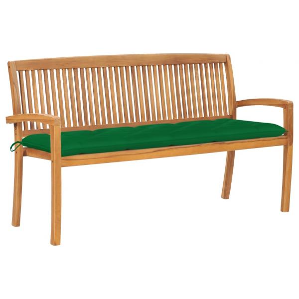 ARDEBO.de - Stapelbare Gartenbank mit Auflage 159 cm Massivholz Teak