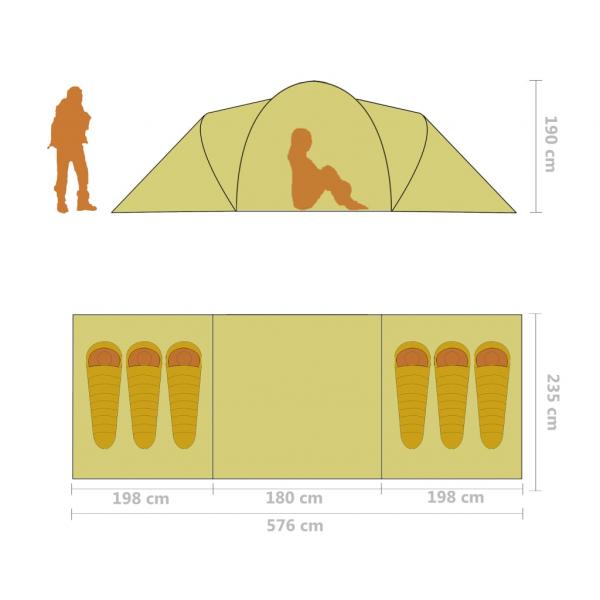 Campingzelt 6 Personen Grau und Orange