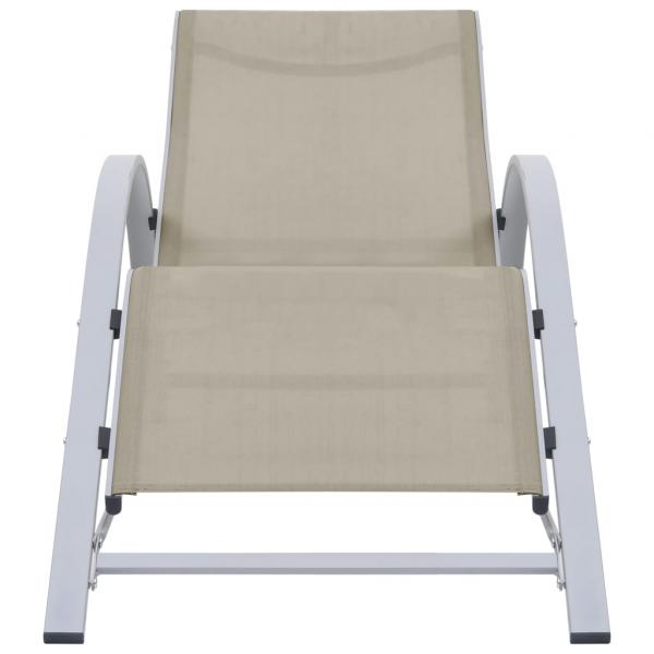 Sonnenliegen 2 Stk. mit Tisch Aluminium Cremeweiß