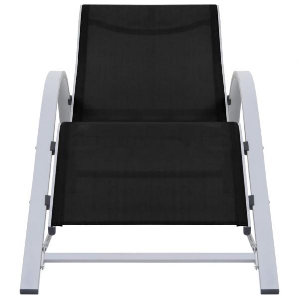 Sonnenliegen 2 Stk. mit Tisch Aluminium Schwarz