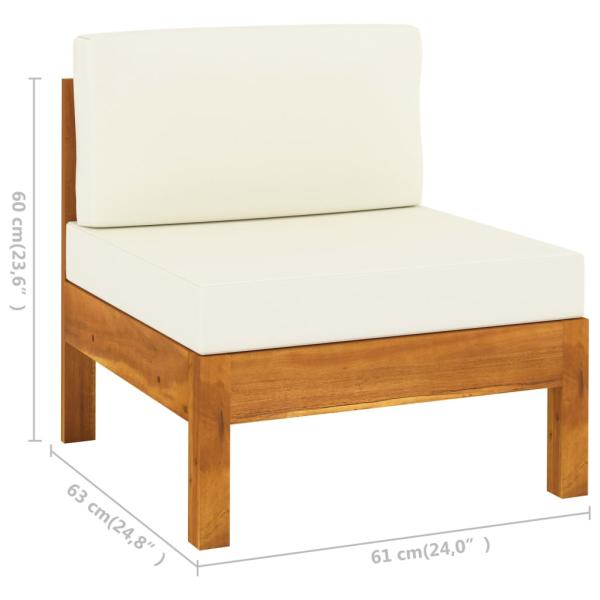3-Sitzer-Gartensofa mit Cremeweißen Auflagen Massivholz Akazie
