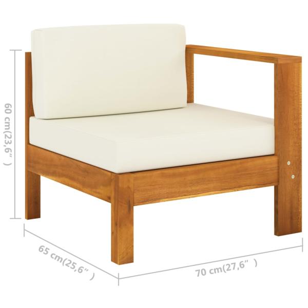 5-tlg. Garten-Lounge-Set mit Creme Auflagen Massivholz Akazie