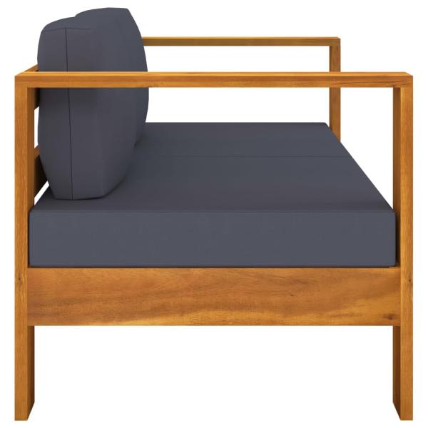 10-tlg. Garten-Lounge-Set mit Dunkelgrauen Auflagen Akazienholz