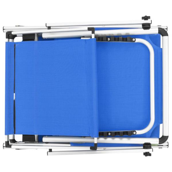 Klappbare Sonnenliegen mit Dach 2 Stk. Aluminium Textilene Blau