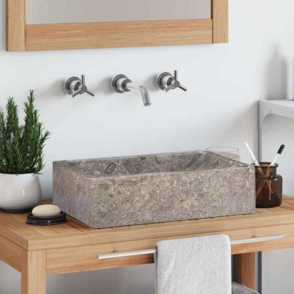 Waschbecken 45x30x12 cm Marmor Hochglanz-Grau 