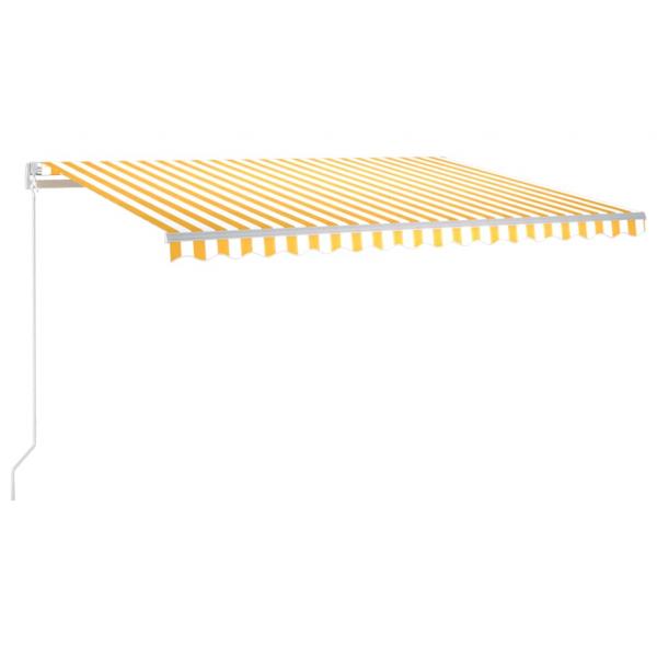Markise Manuell Einziehbar mit LED 400x350 cm Gelb & Weiß